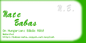 mate babas business card