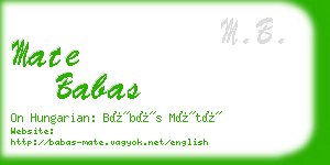 mate babas business card